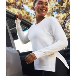 Athleta Coaster Luxe Recover Light Sweatshirt in Magnolia White Size Medium